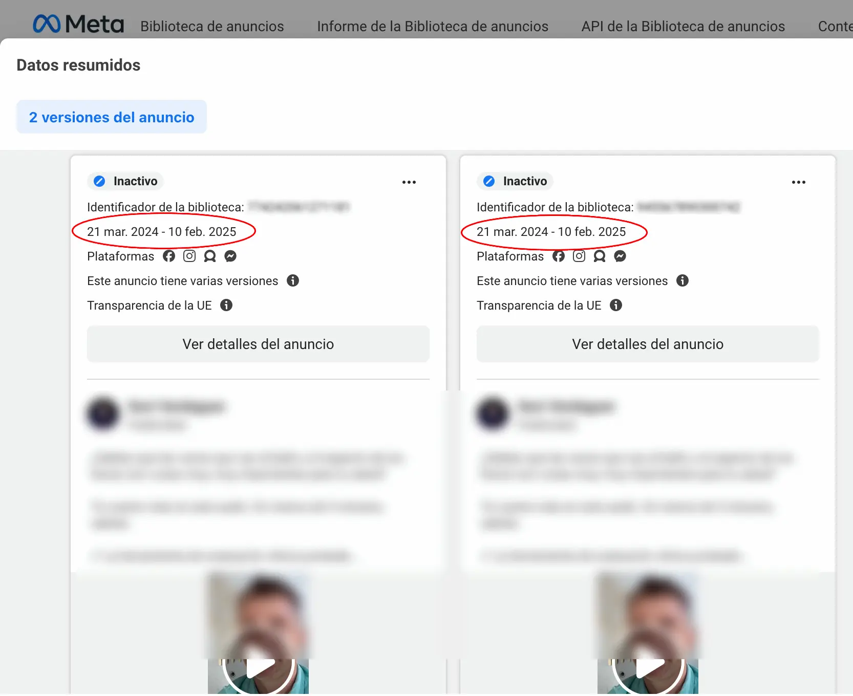 Panel de estadísticas de campaña publicitaria con métricas y porcentajes